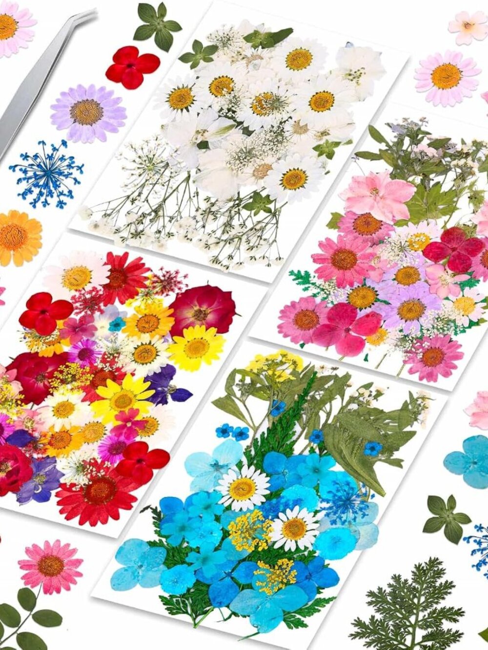 153 Pcs Real Dried Pressed Flowers for Resin Crafts